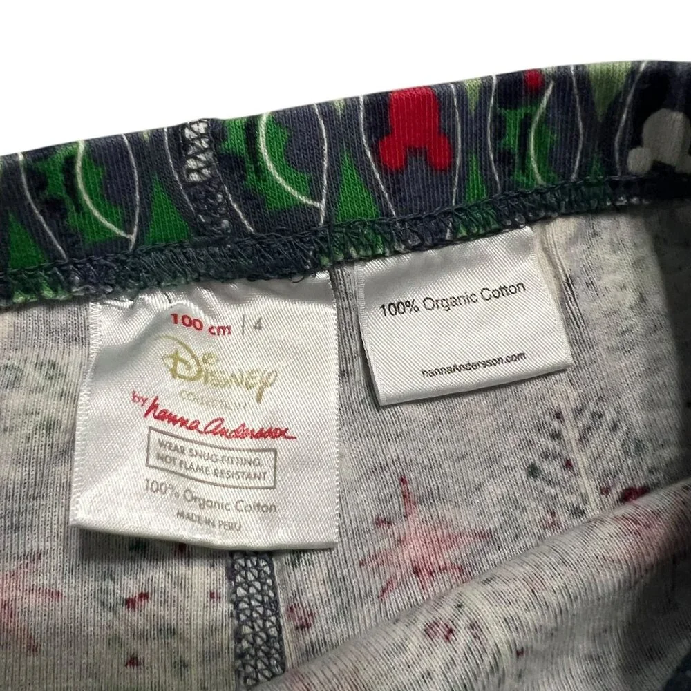 Hanna Andersson + Disney Sz 100 (4Y) Mickey Mouse Fair Isle Christmas Pajamas